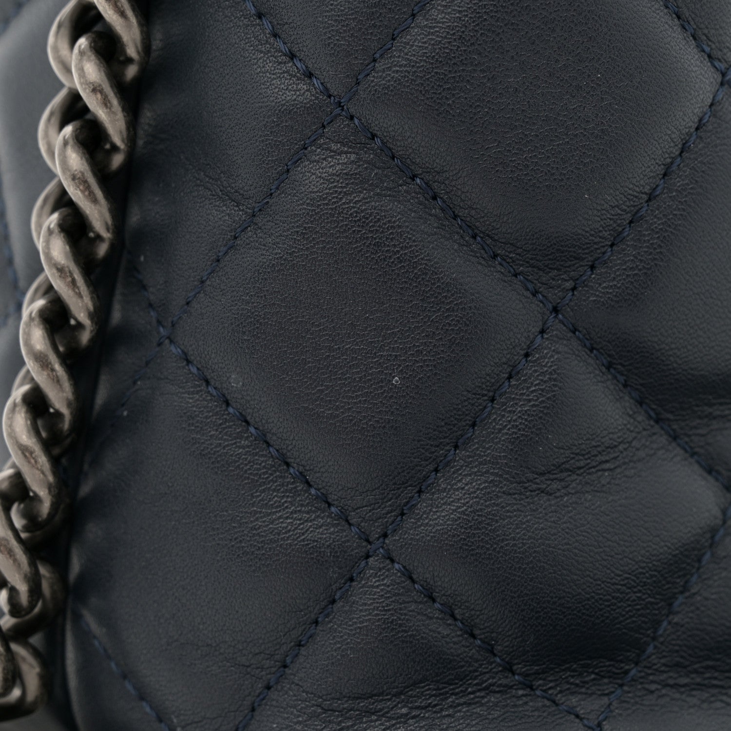 Calfskin Tweed Quilted Small Tote Navy Multicolor