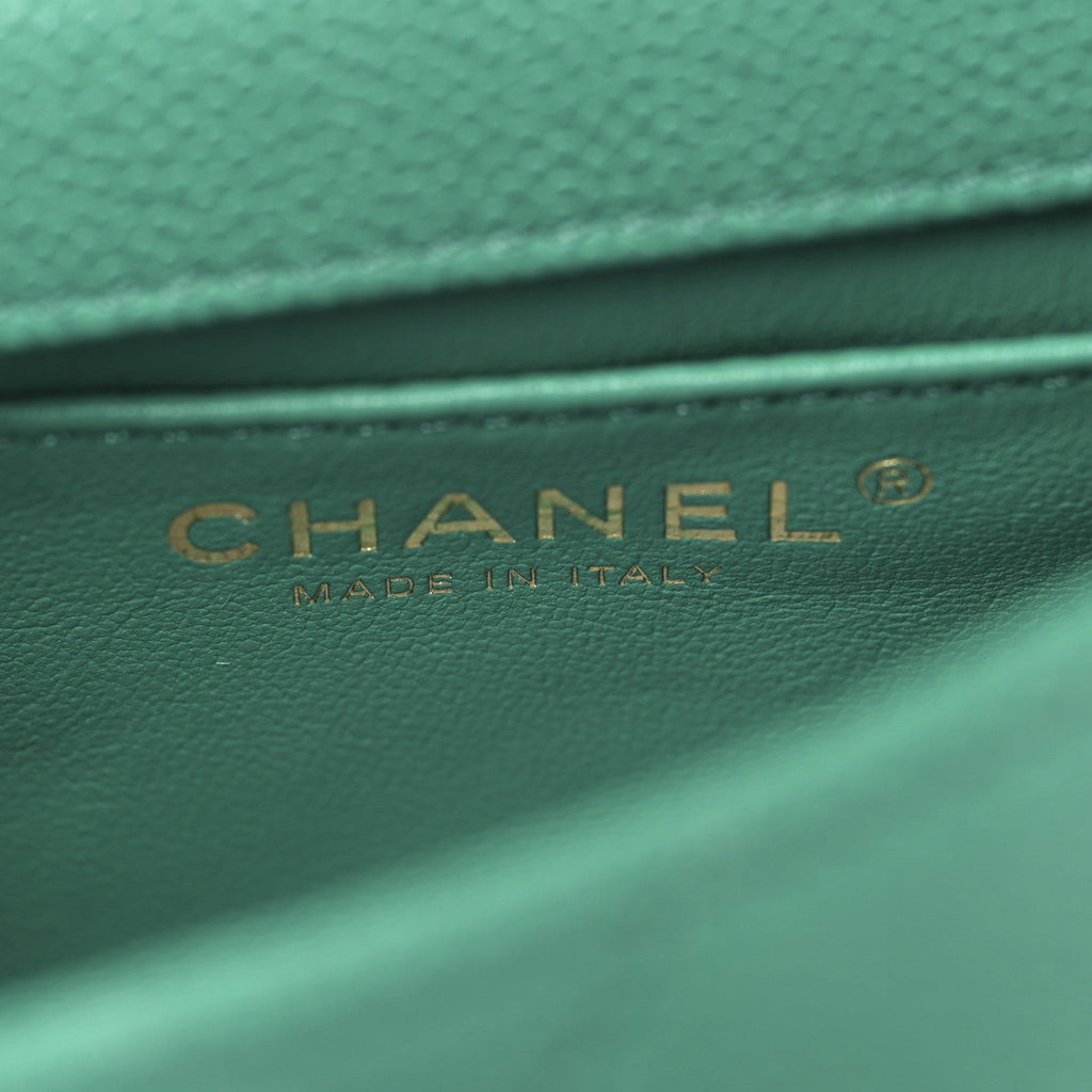 Caviar Quilted Sweetheart Mini Rectangular Flap Green