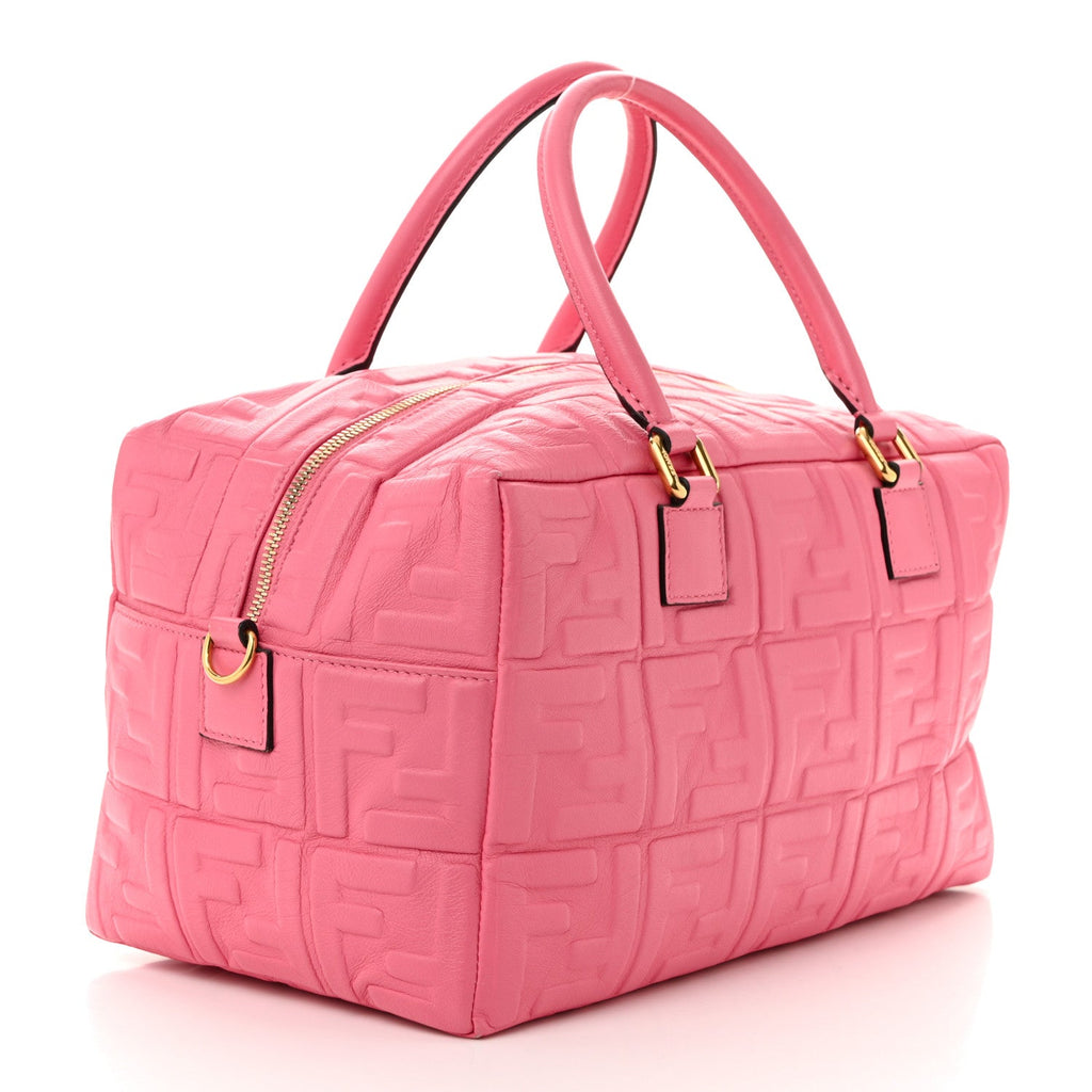 Nappa FF 1974 Embossed Small Boston Rosa Fluo