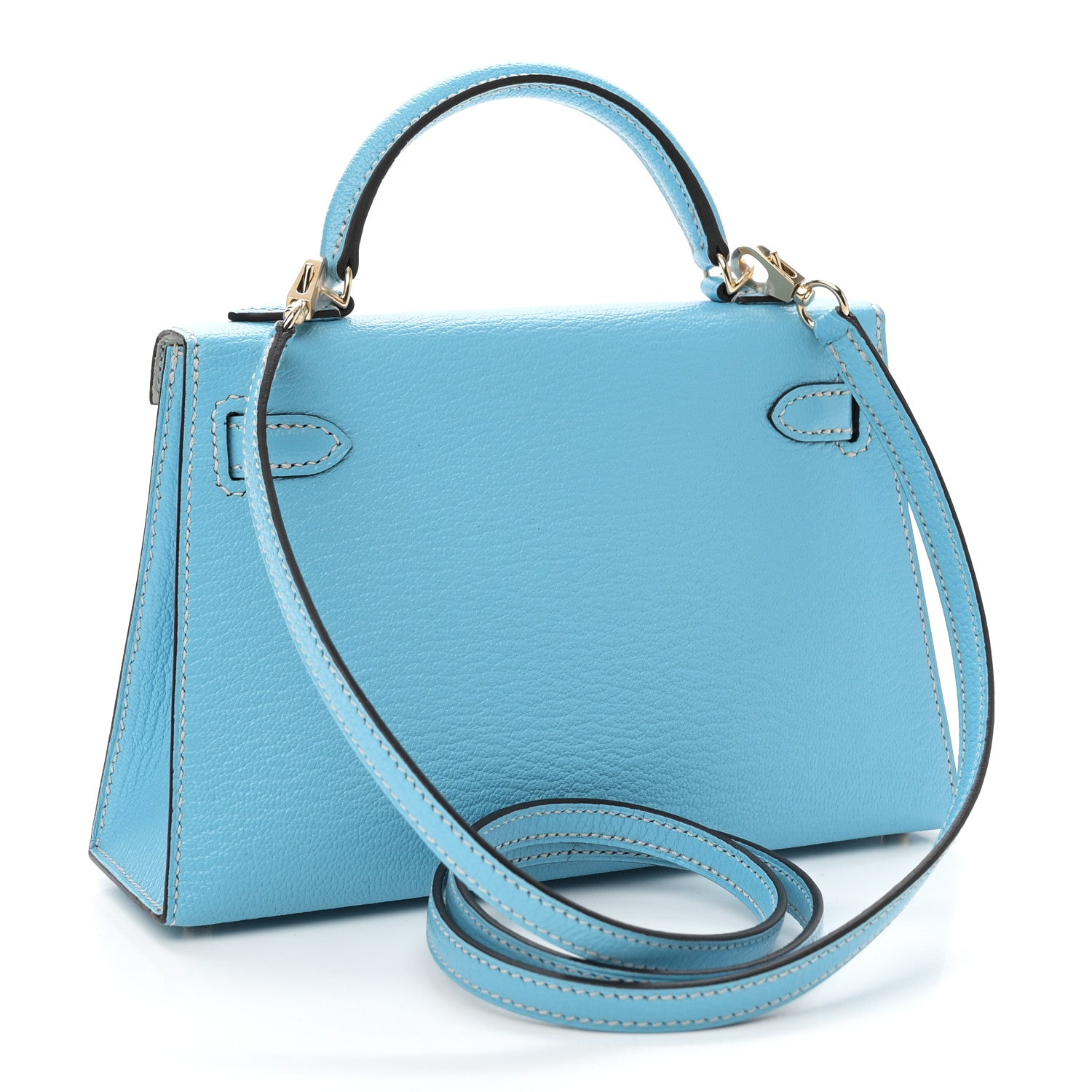 Chevre Mysore Horseshoe Mini Kelly Sellier 20 Celeste Gris Perle