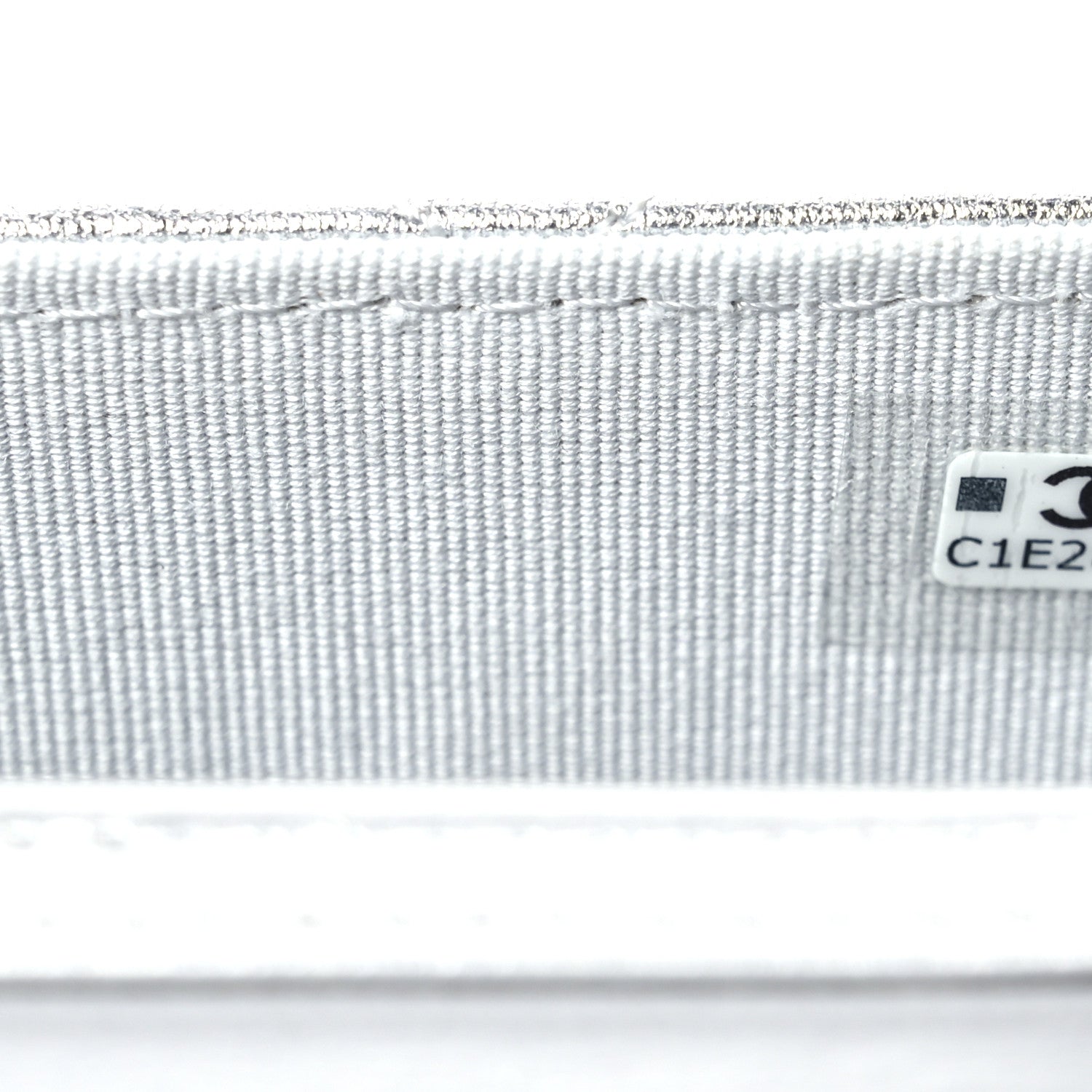 Metallic Goatskin Quilted Crystal CC Walk Of Fame Clutch With Chain Silver