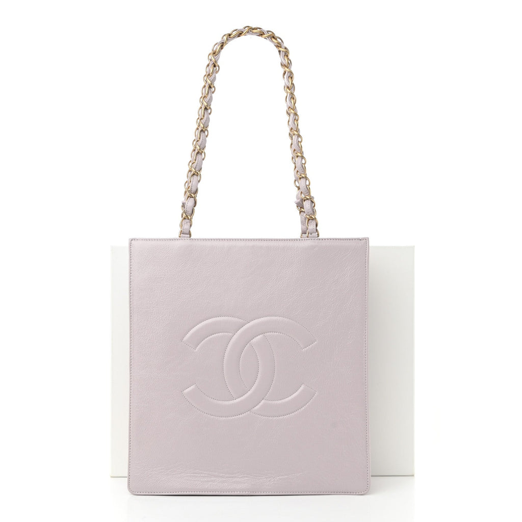 Shiny Aged Calfskin North South Shopping Bag Lilac