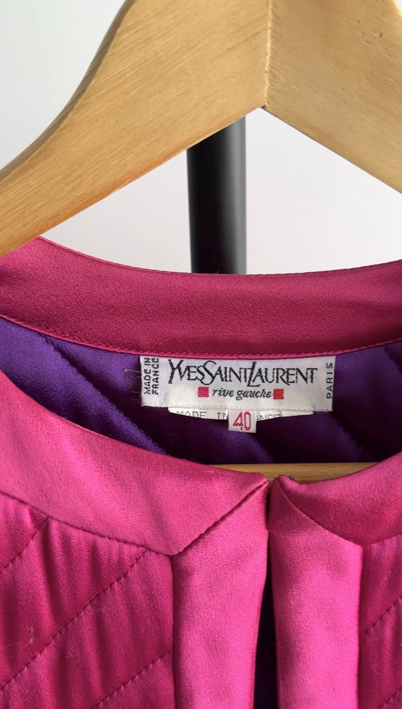 Yves Saint Laurent Fall 1987 Vintage Pink Satin Quilted Jacket