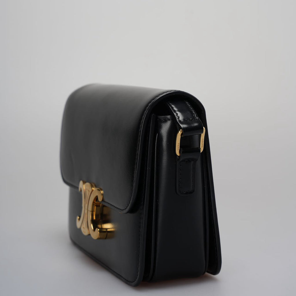 Celine Black Triomphe Crossbody Bag Pre-Owned 2021 Small Calfskin