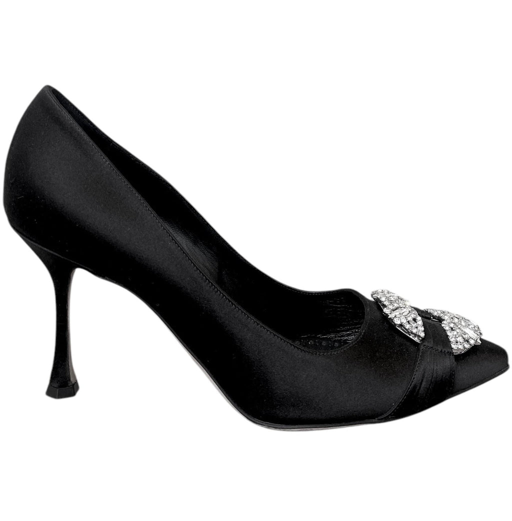 Manolo Blahnik Satin Crystal Pumps