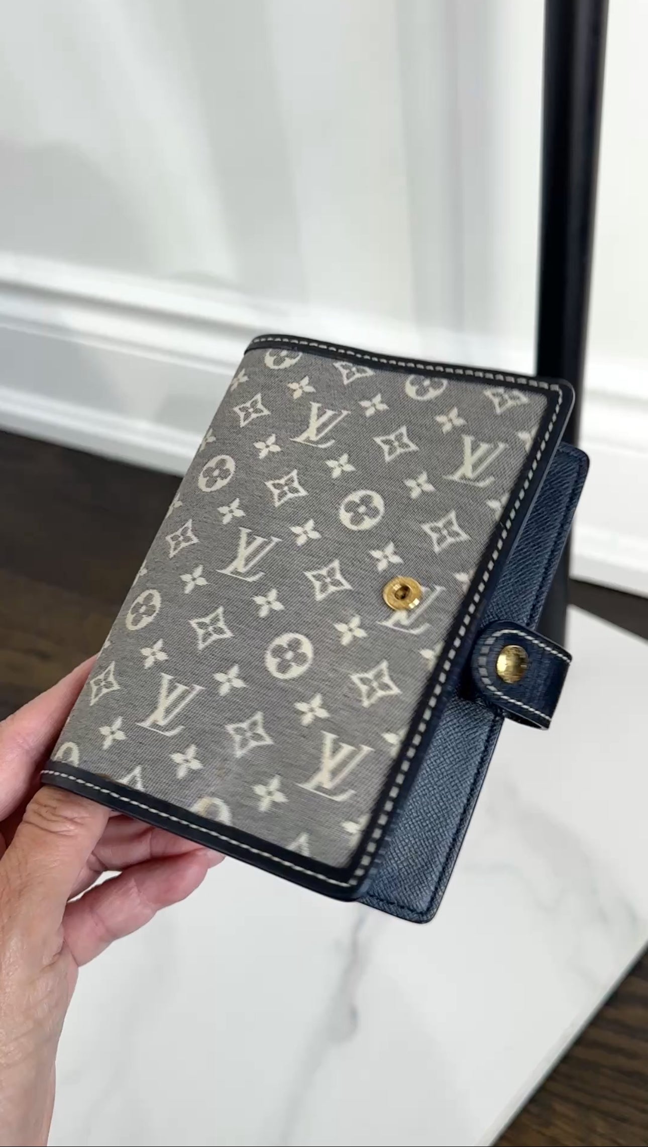 Louis Vuitton Mini Monogram Canvas Blue Small Ring Agenda Cover