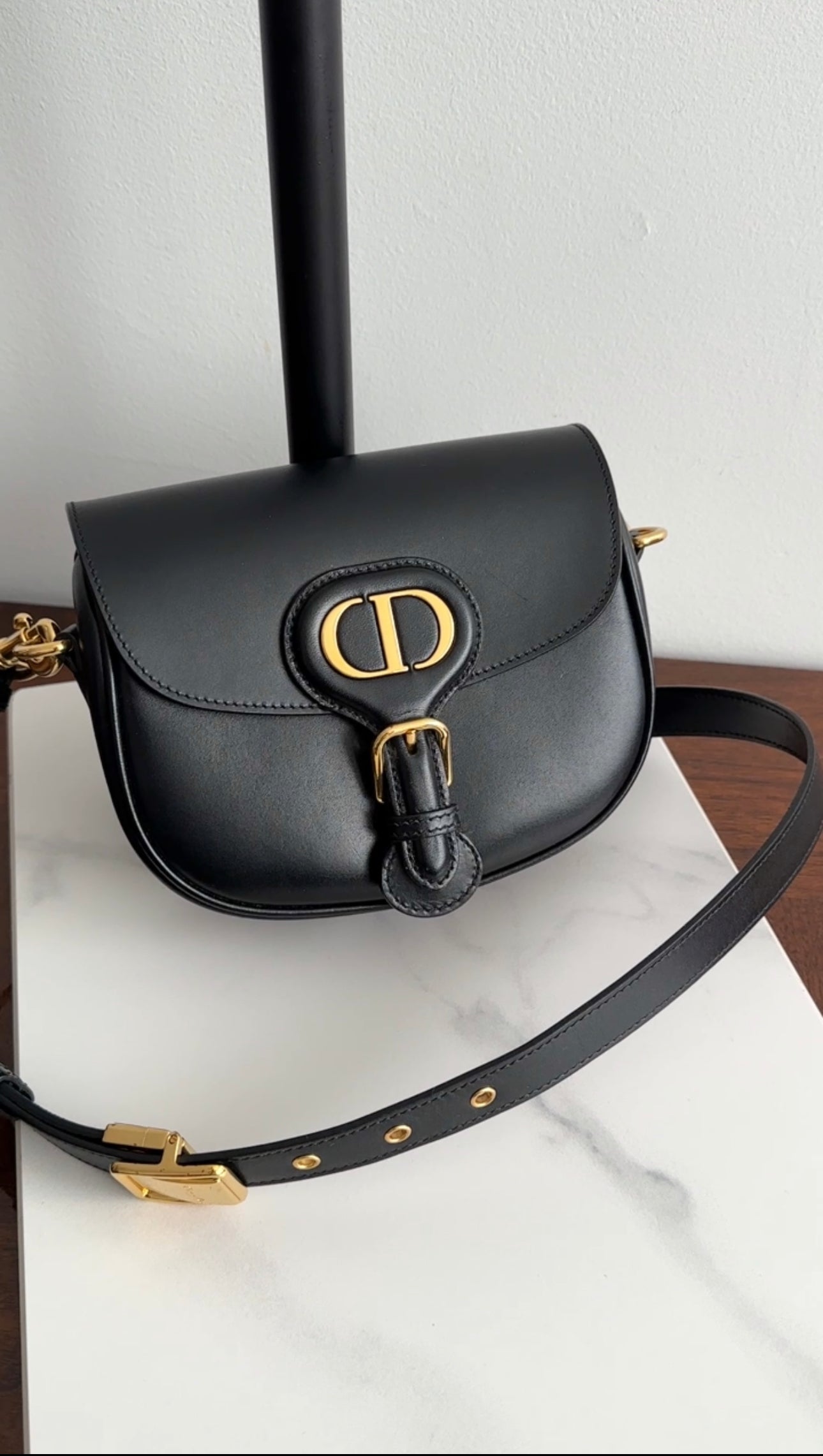 Dior Black Box Leather Small Bobby Crossbody Saddle Bag