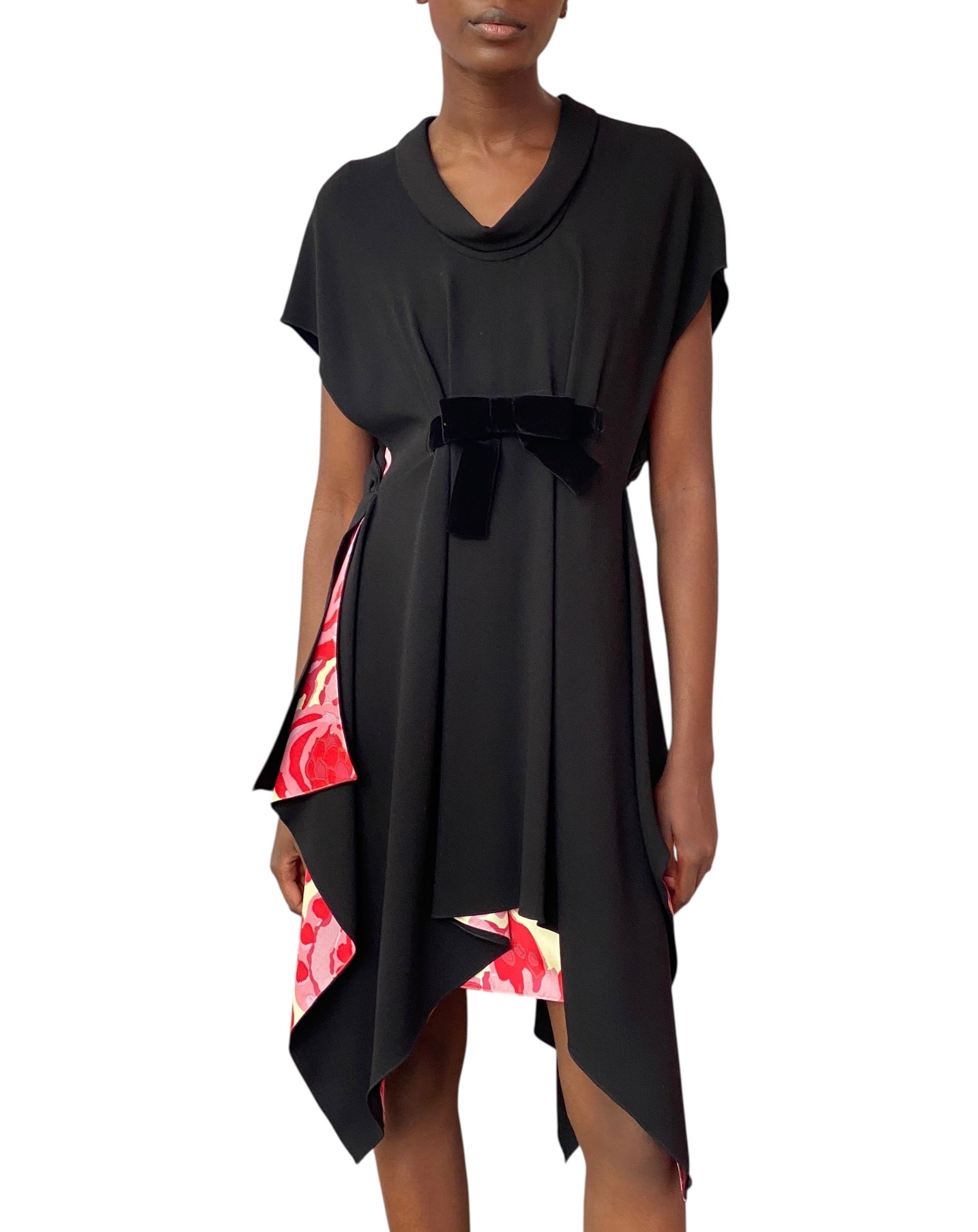 Balenciaga Black Silk Chiffon Floral Sheath Dress - 40 / US 4-6