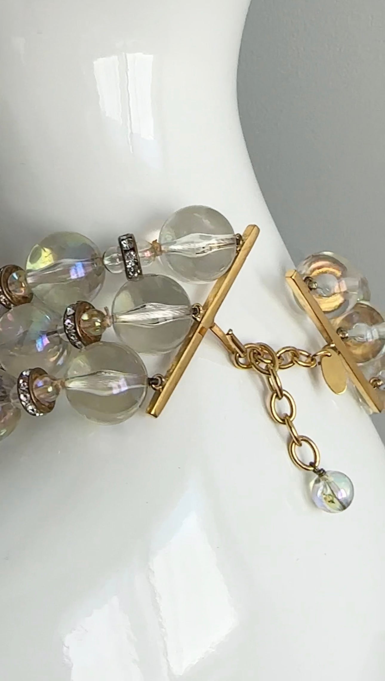 Chanel Vintage Early 1990's Triple Strand Acrylic Bead Necklace