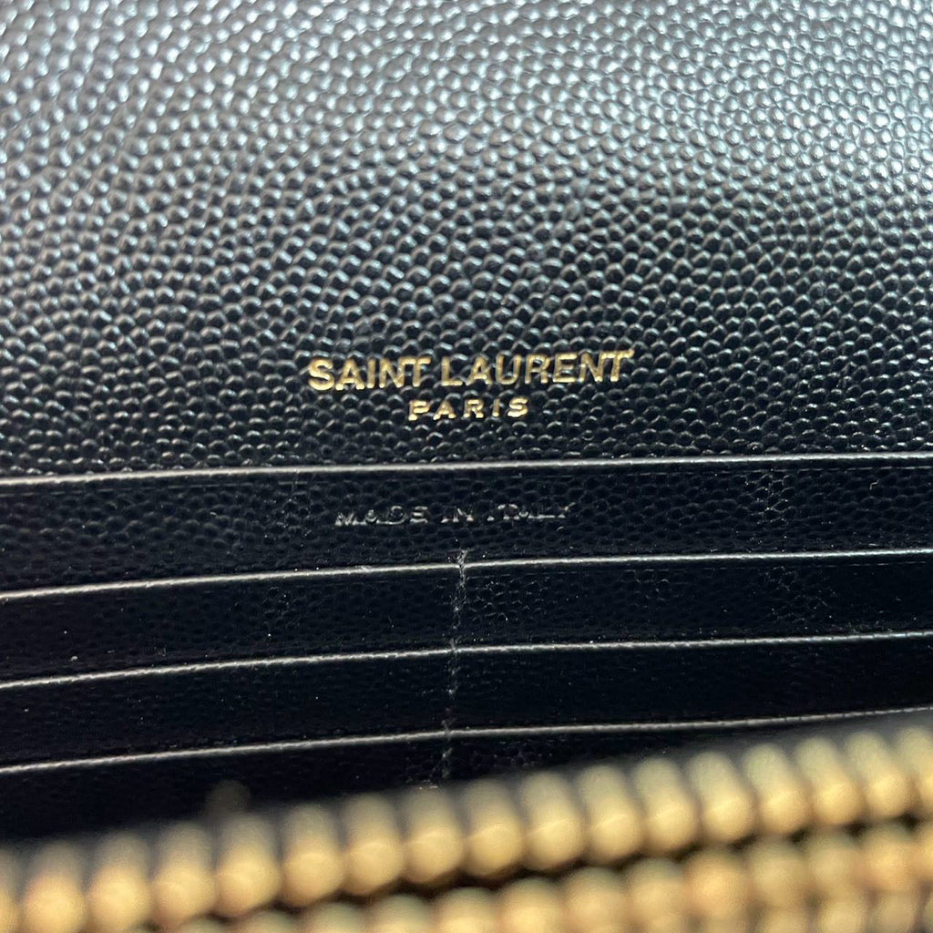 Saint Laurent Monogram Small Wallet on Chain Bag In Black with Gold Hardware