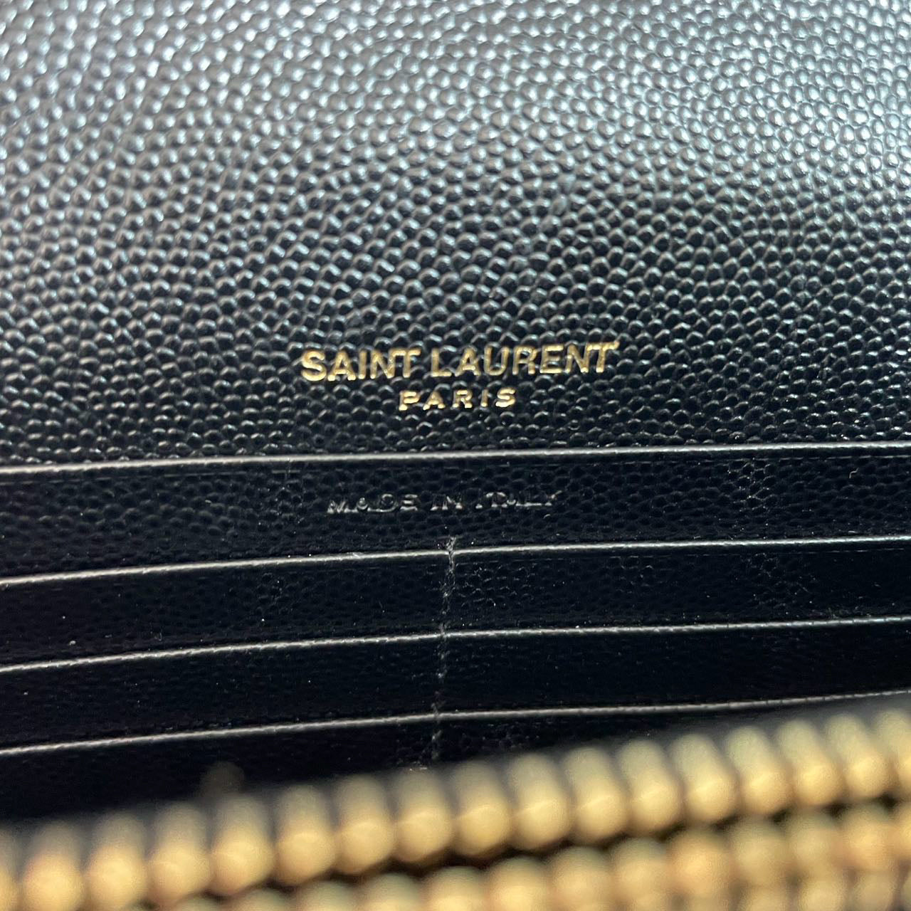 Saint Laurent Monogram Small Wallet on Chain Bag In Black with Gold Hardware