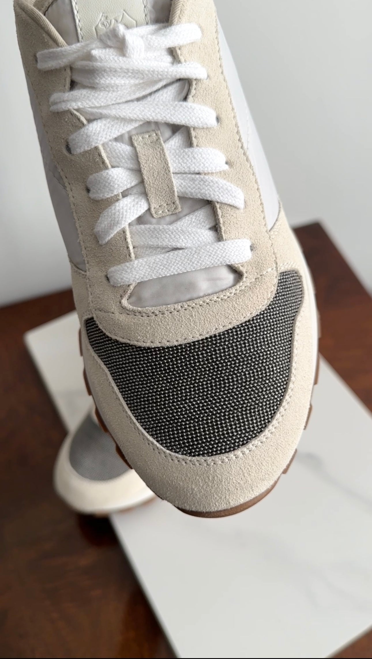 Brunello Cucinelli Off White Leather Nylon Monili Sneakers - 40