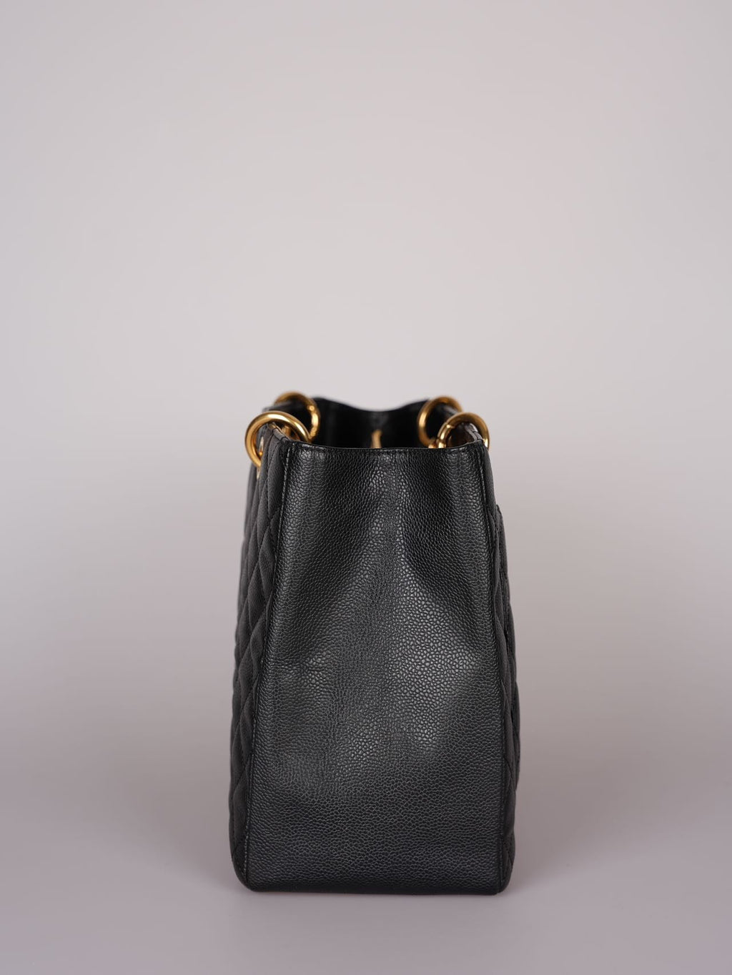 Chanel GST Medium Black Quilted Caviar Leather Tote Bag with Gold Hardware