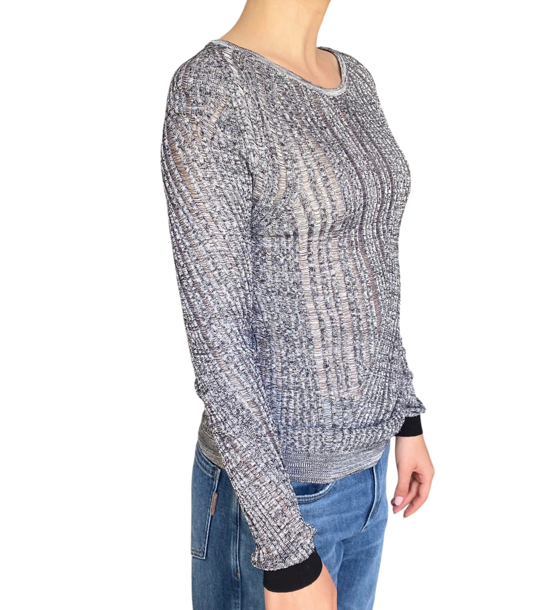 Acne Studios Grey Distressed Knit Sweater - L