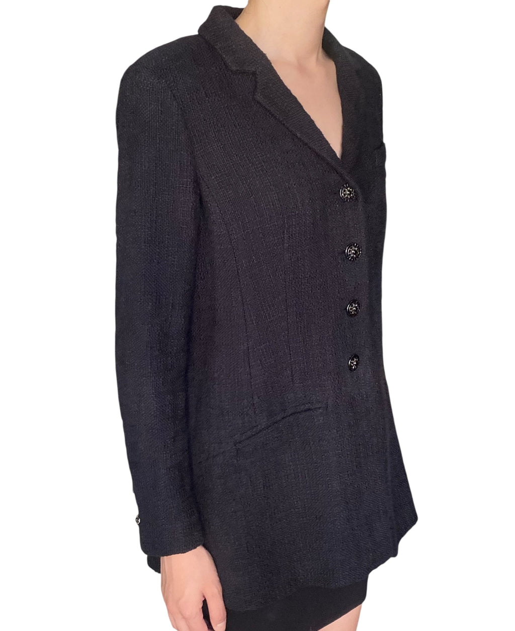 Chanel Black Cotton Bombay 2012 Tweed Blazer - FR 42 / US 6