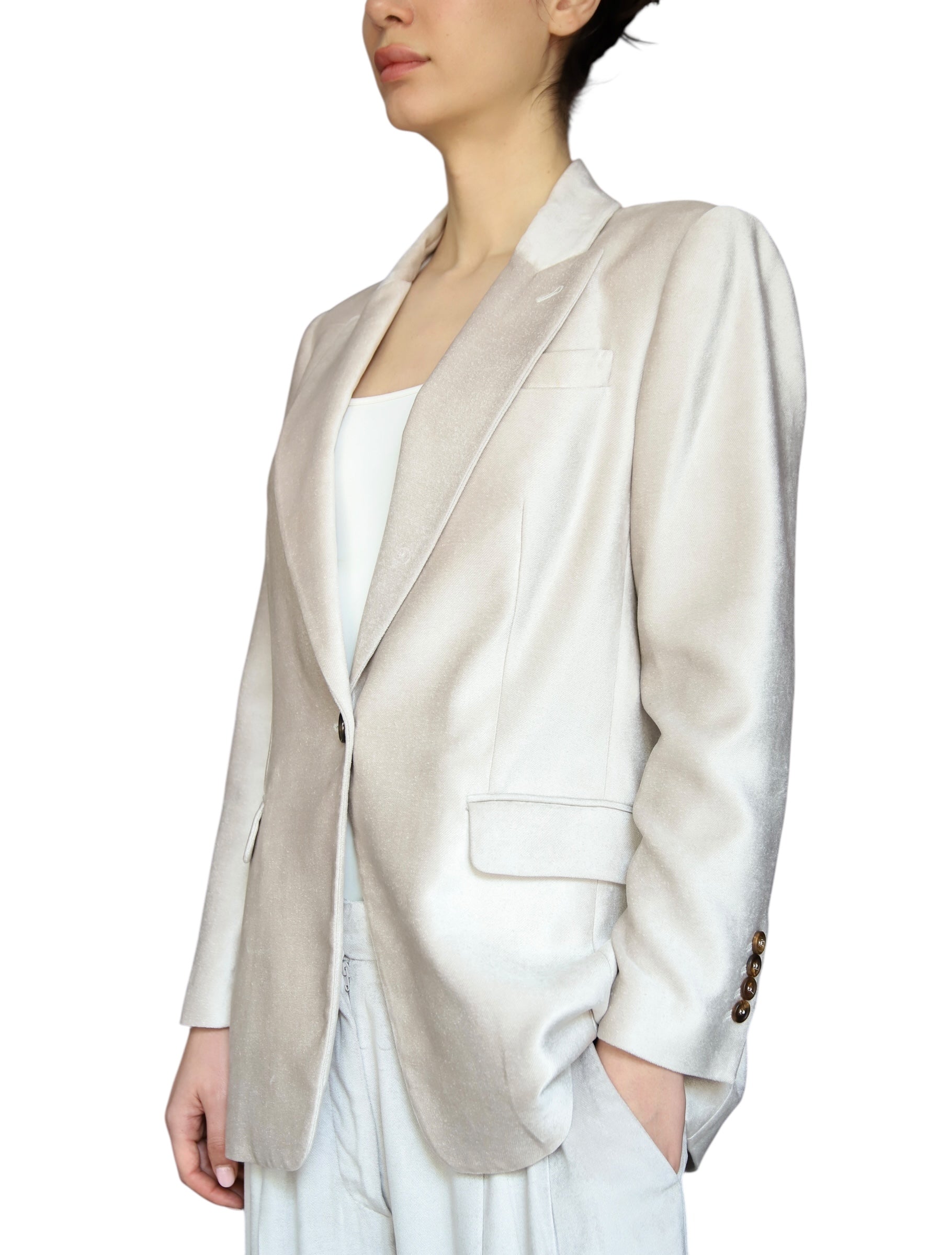 Brunello Cucinelli Blush Beige Velvet  Blazer - IT 44 / 8