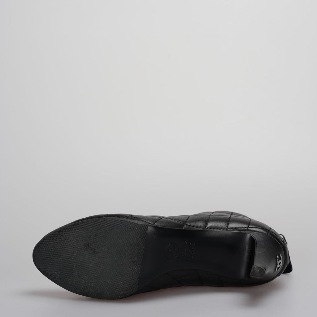 Chanel Black Leather Boots with CC Logo 34