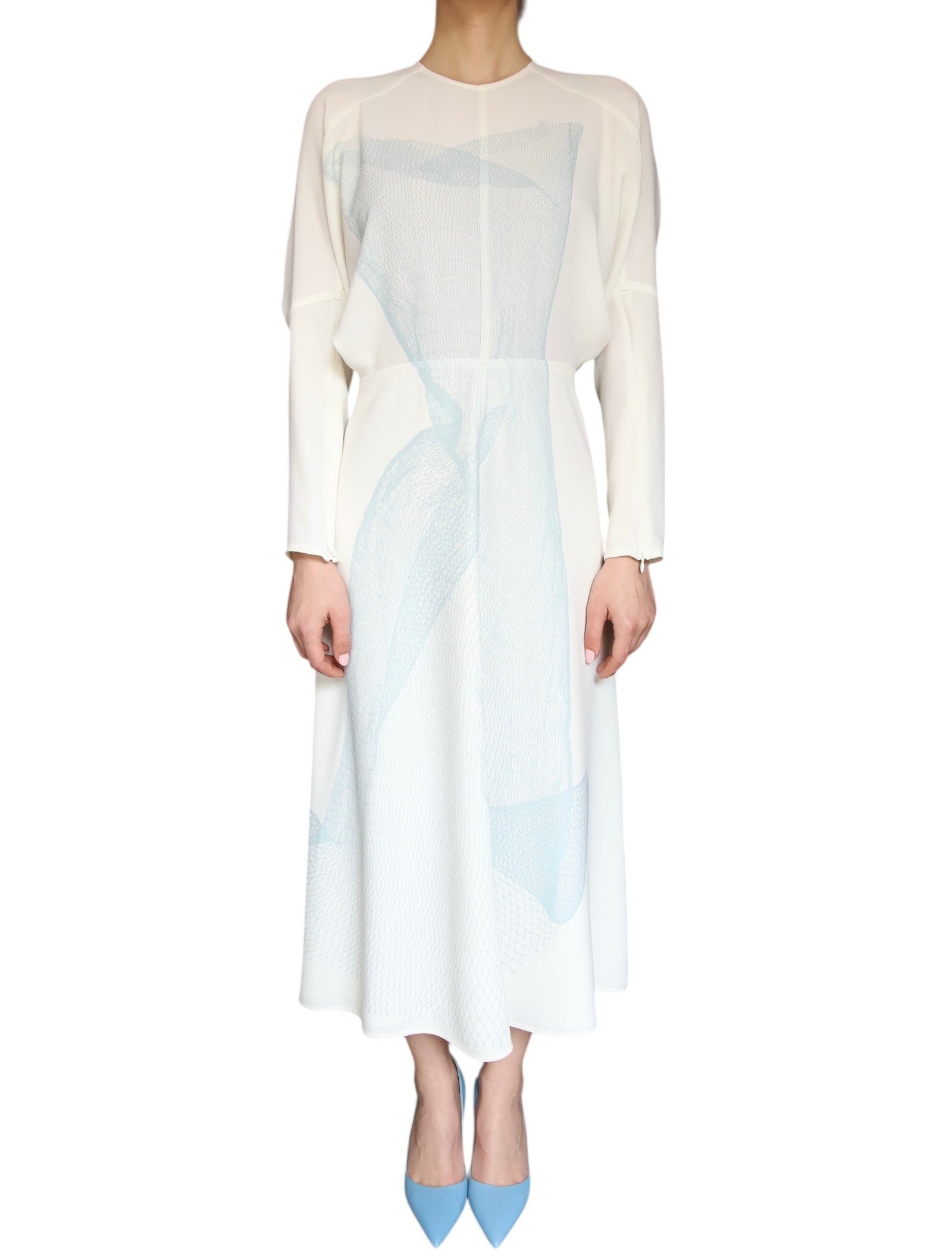 Victoria Beckham Blue Printed Gown - US 8
