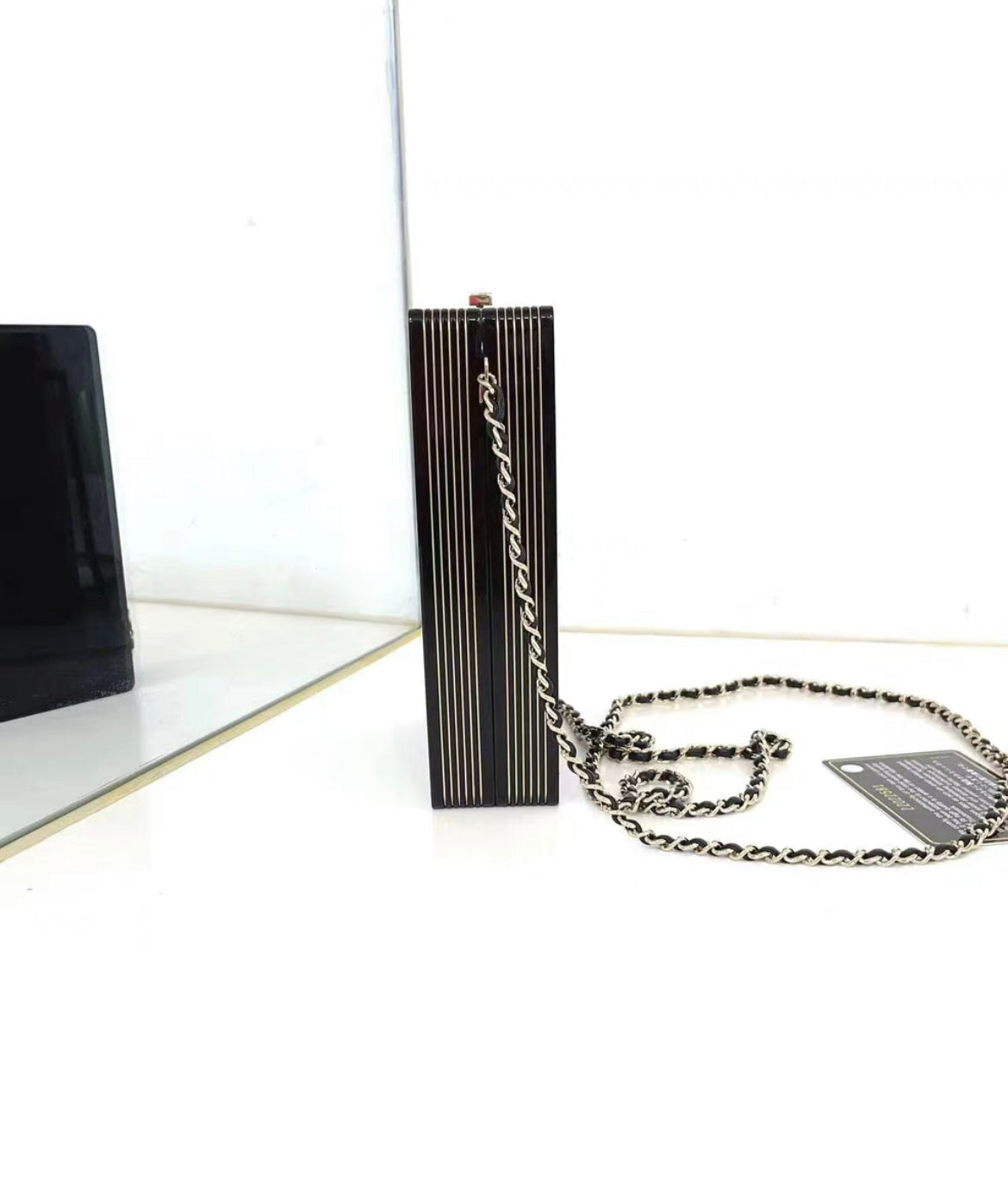 CHANEL Plexiglass Pearl Playing  Casino Minaudiere Clutch Black Gold