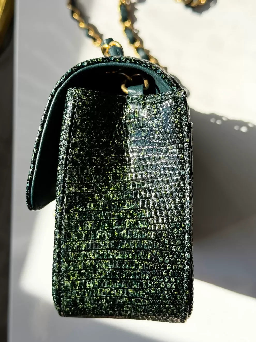 Chanel Mini Green Lizard Flap Bag