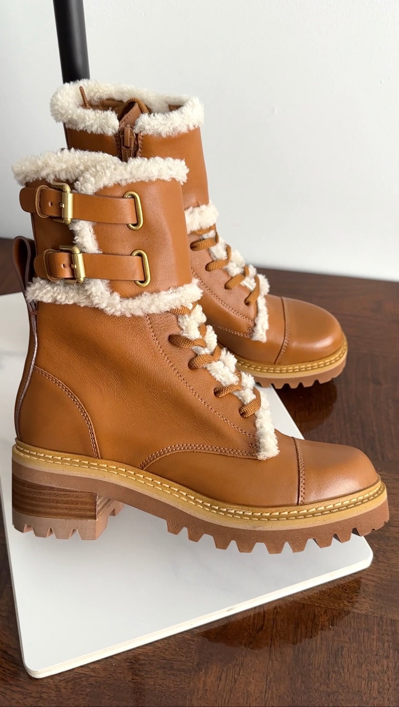 See by Chloe Mallory Tan Shearling Boot - 37