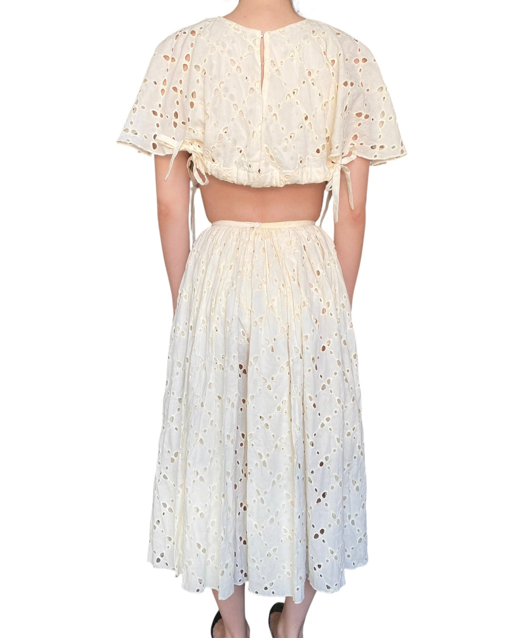 MY812 Ivory Eyelet Skirt Top Set - S / US 2-4