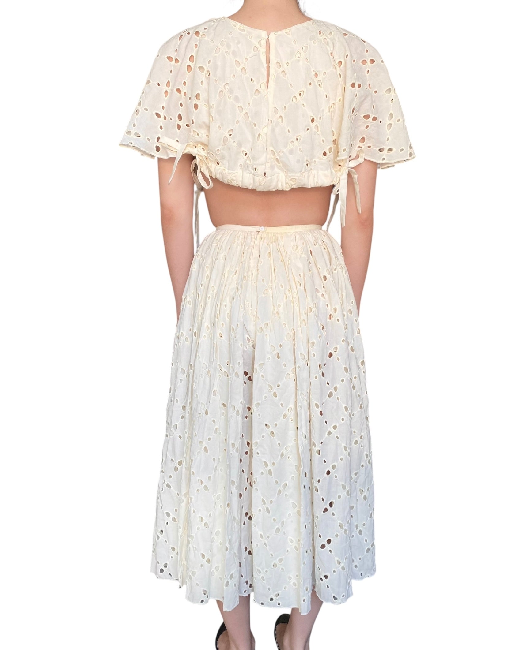MY812 Ivory Eyelet Skirt Top Set - S / US 2-4