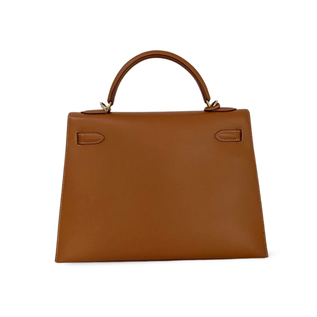Hermes Kelly Bag 32cm In Gold (Brown) Box Leather With Gold Hardware