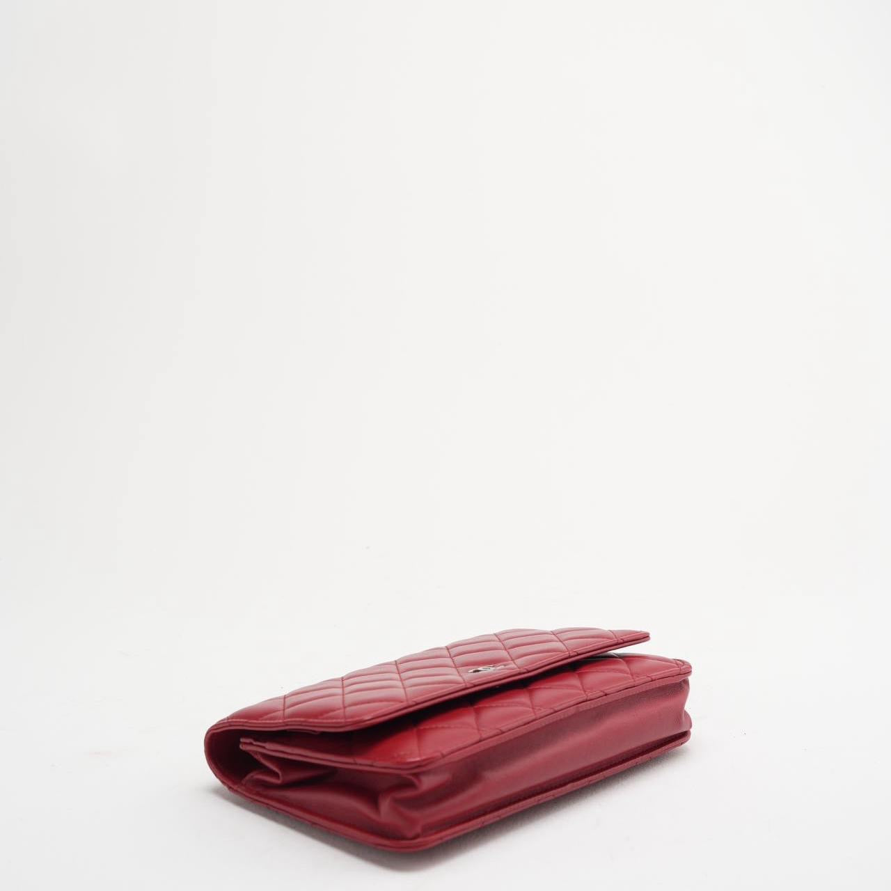 Chanel Red Wallet on Chain (WOC) Lambskin 2014