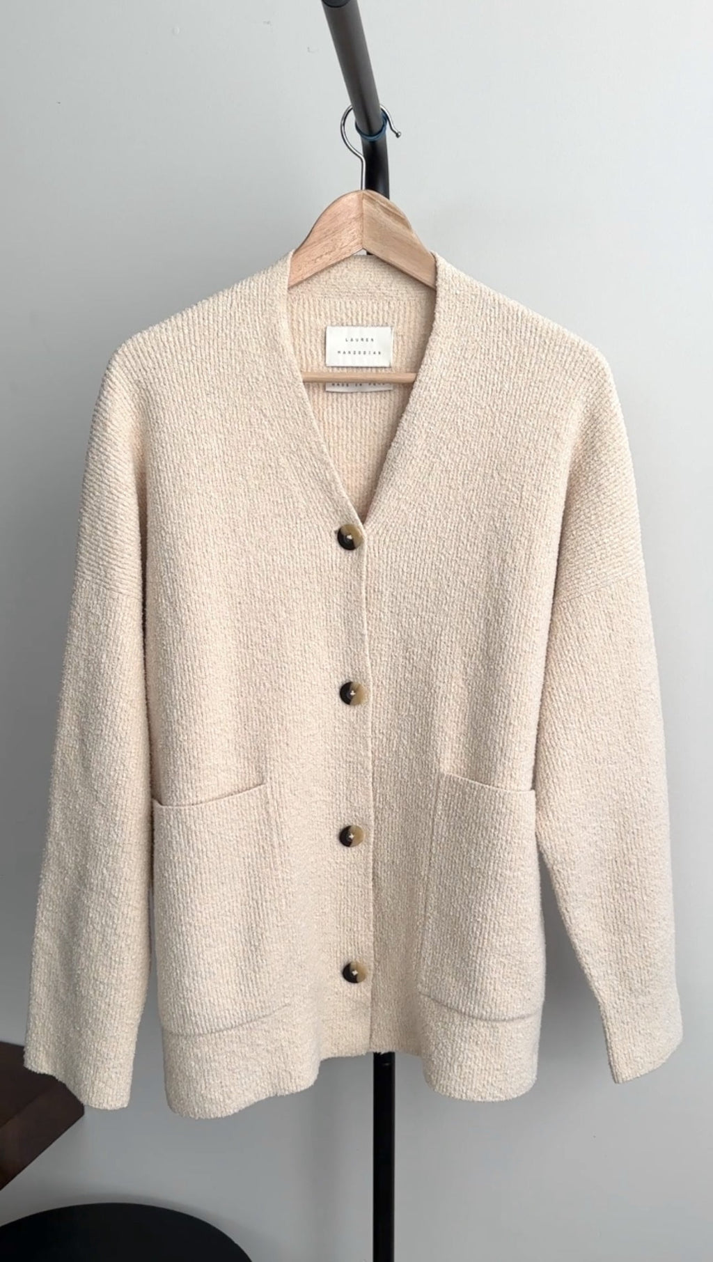 Lauren Manoogian Ivory Beige Brushed Knit igan Sweater - S/M