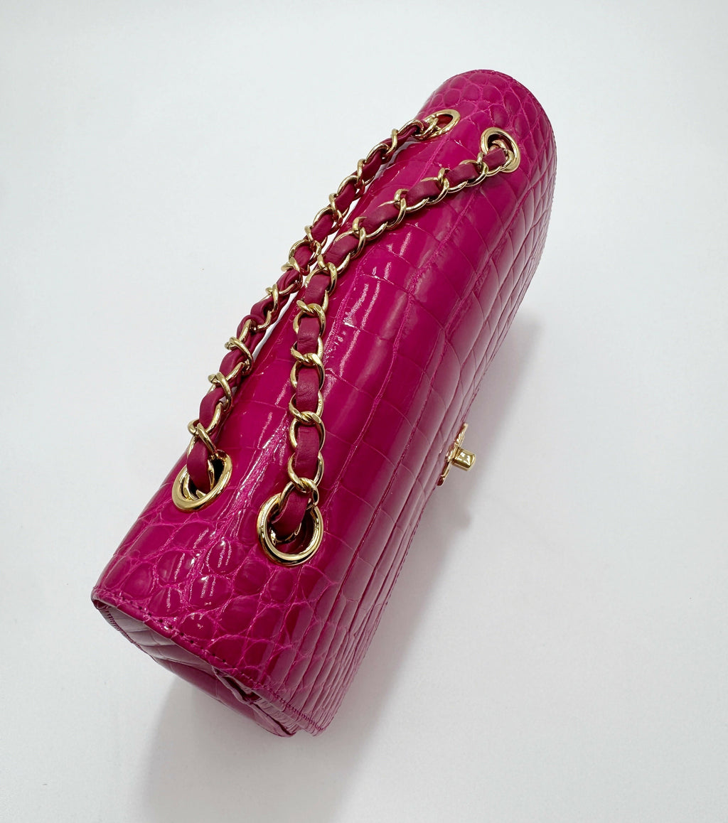 Chanel Vintage Medium Pink Crocodile Flap Bag