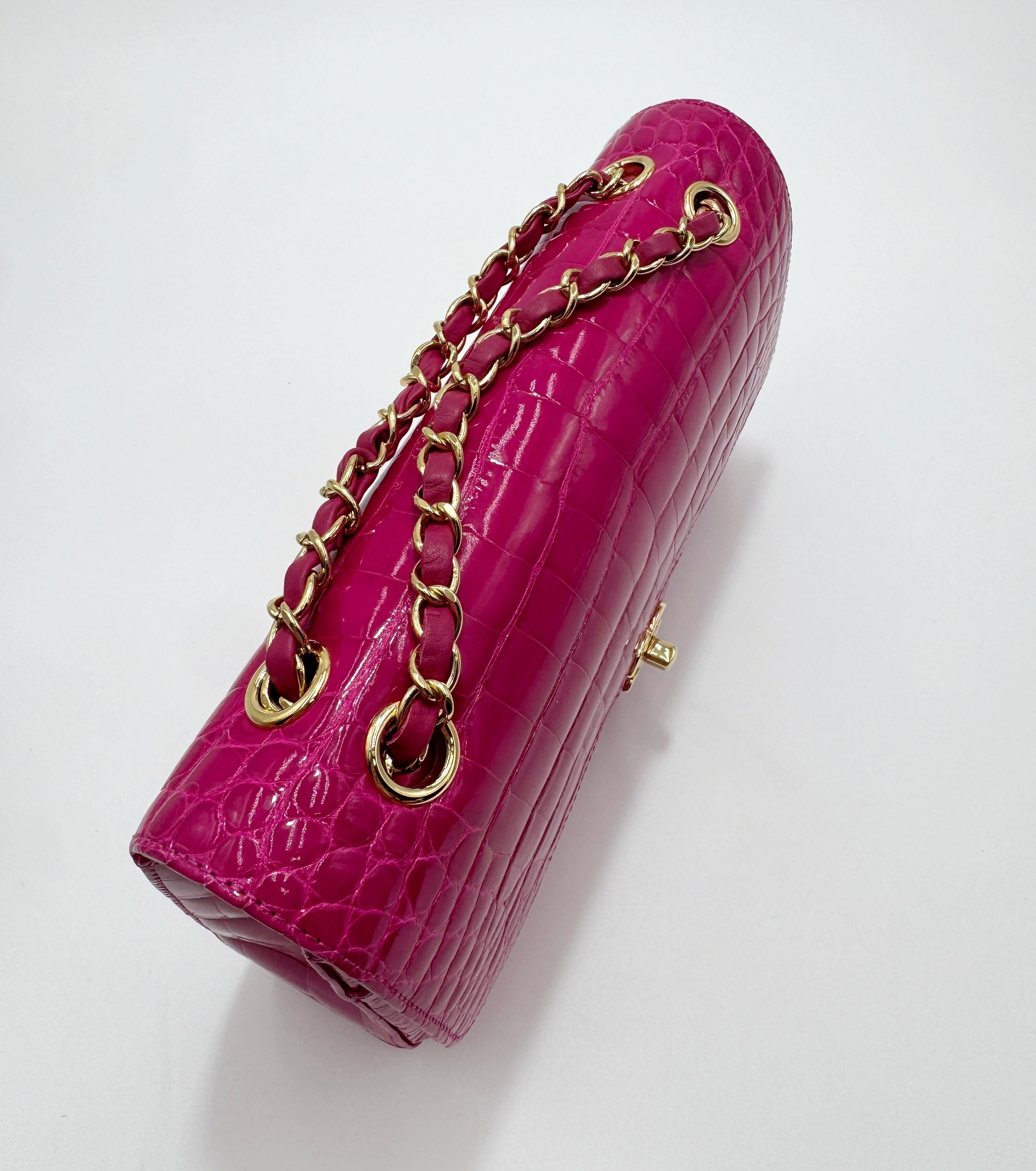 Chanel Vintage Medium Pink Crocodile Flap Bag
