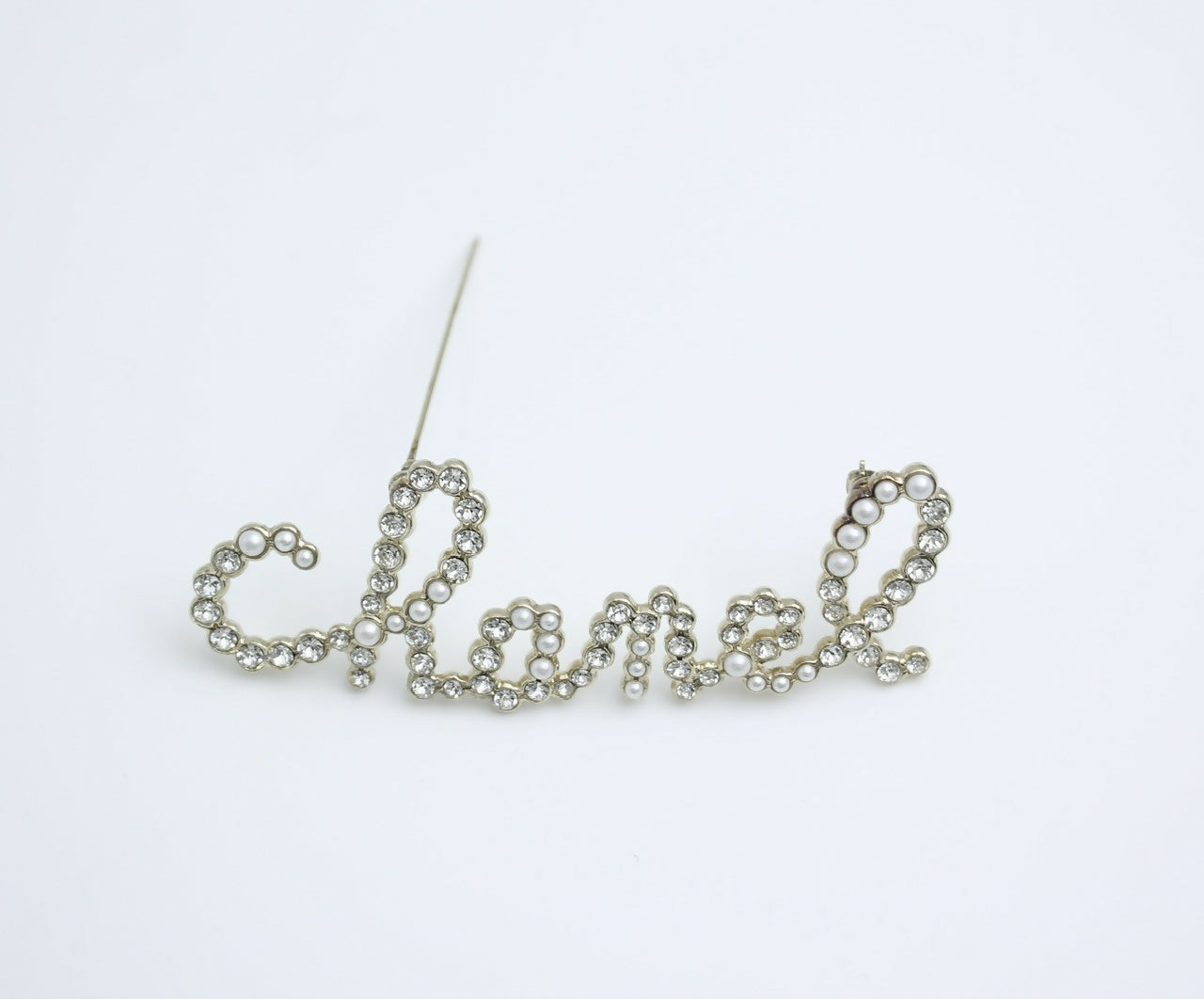 Chanel B19K Rhinestone English Word ‘CHANEL’ Brooch