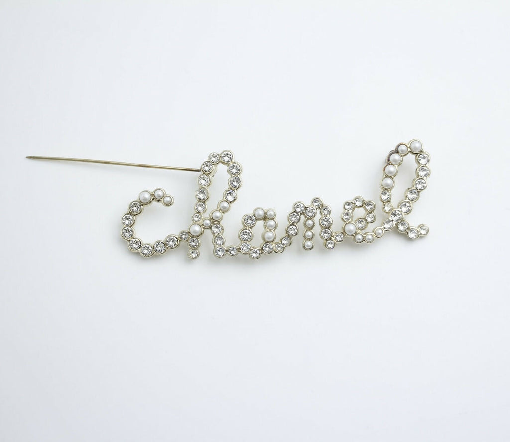 Chanel B19K Rhinestone English Word ‘CHANEL’ Brooch