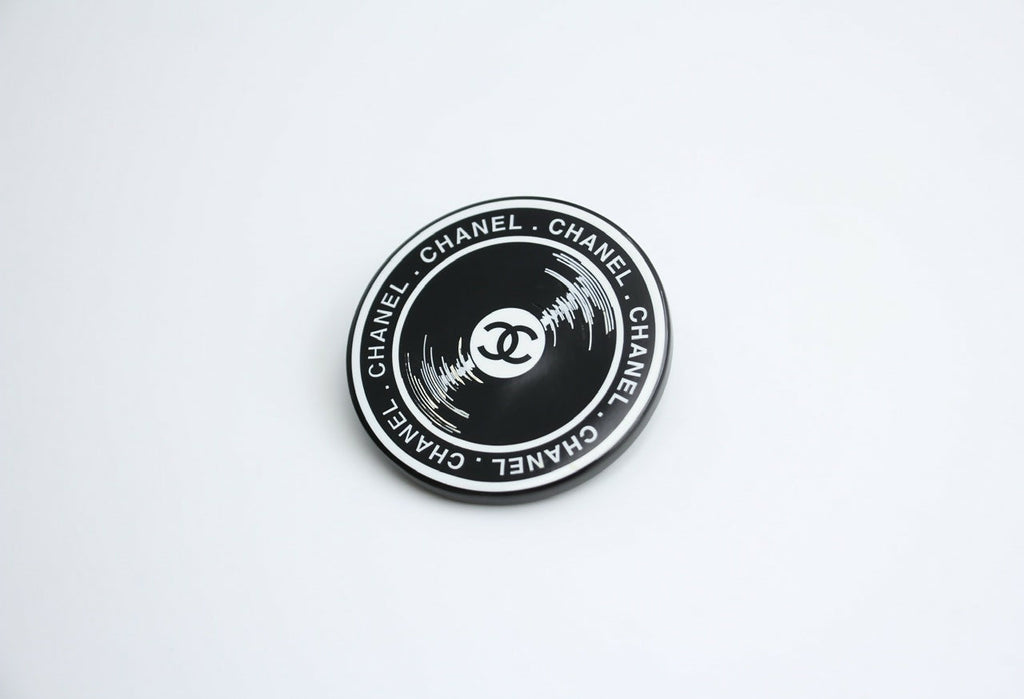 Chanel Vintage 04P Resin Black Disc Dynamic Brooch