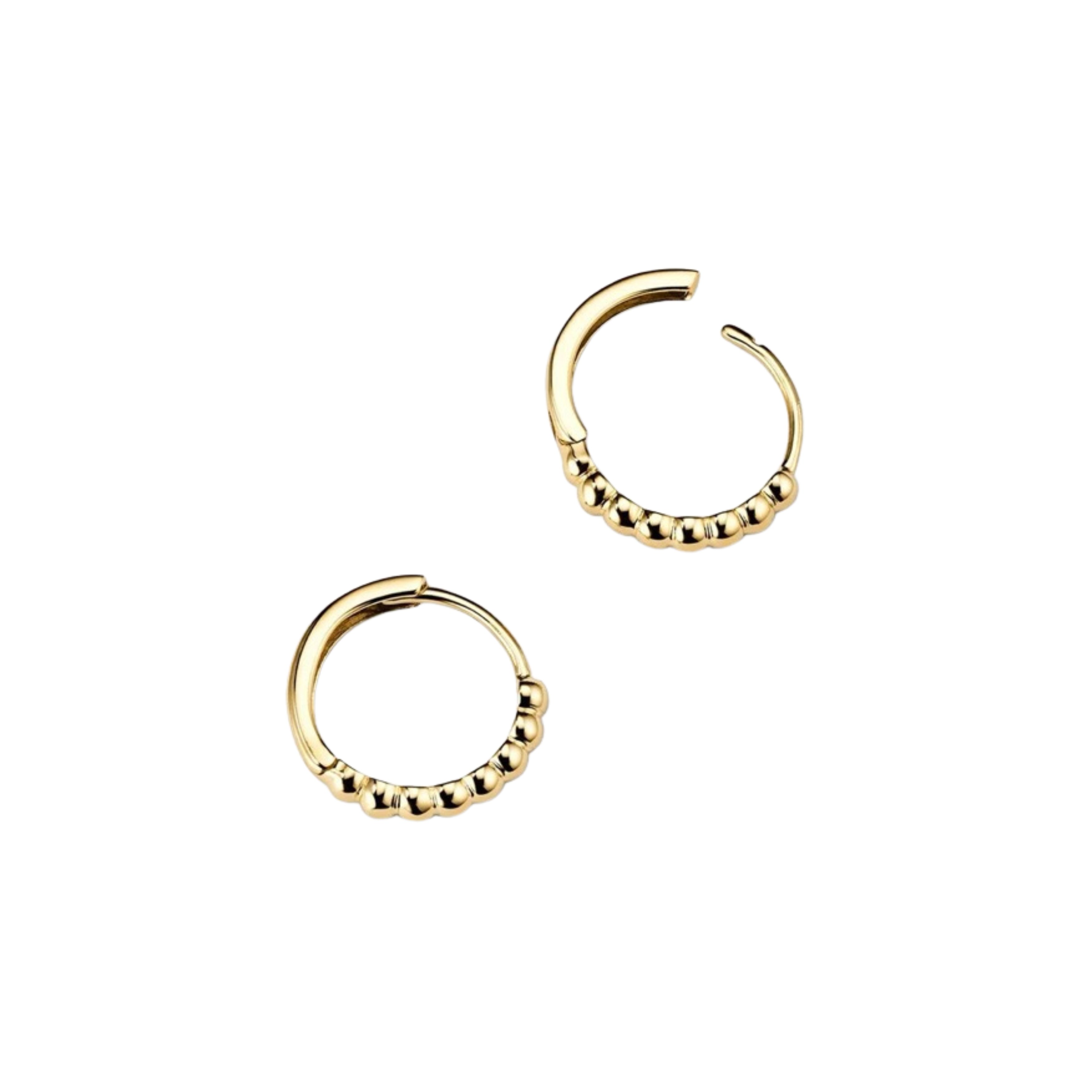 Mejuri 'Beaded Huggie' 14K White Gold Hoops