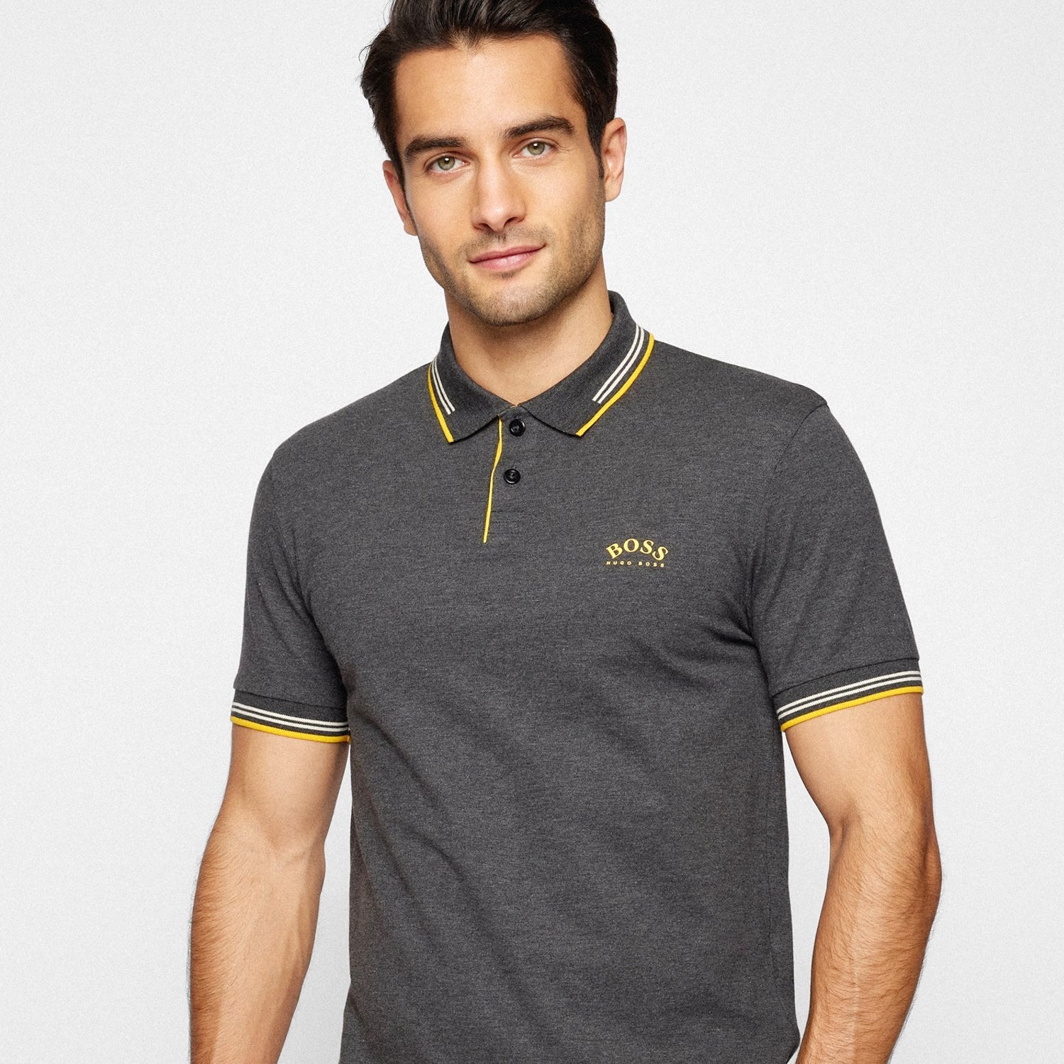 Slim-Fit Polo Shirt In Stretch PiquÃ© With Curved Logo