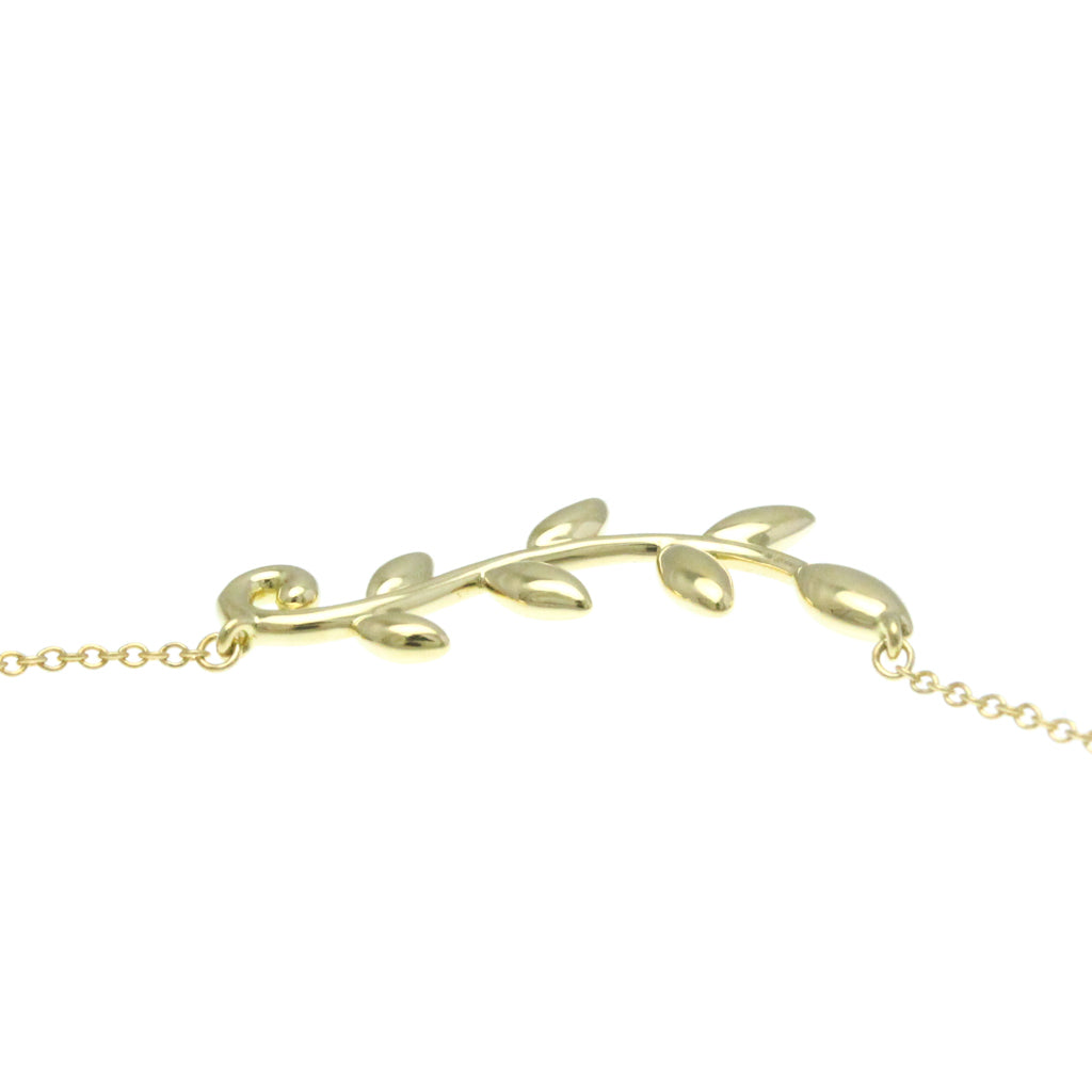Olive Leaf Pendant Necklace 18K Yellow Gold