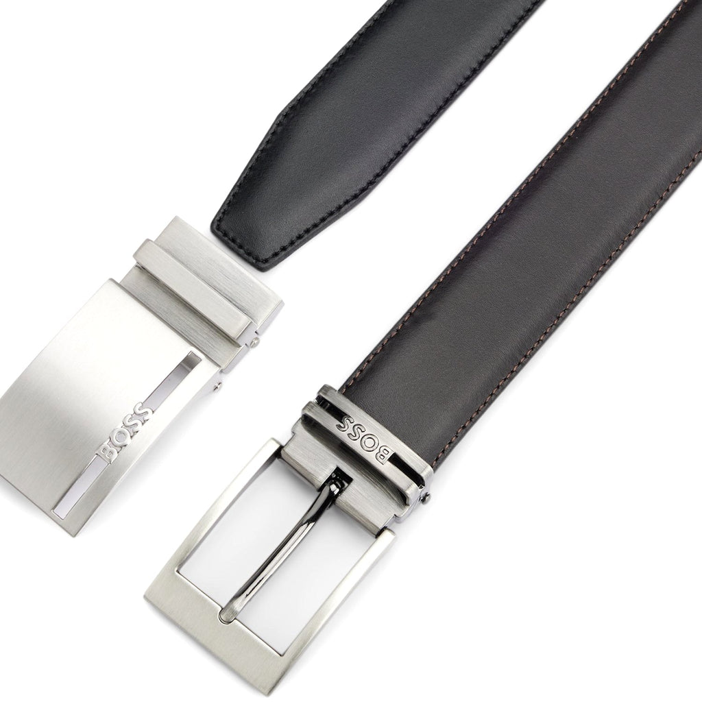 Italian-Leather Reversible Belt With Branded Keeper