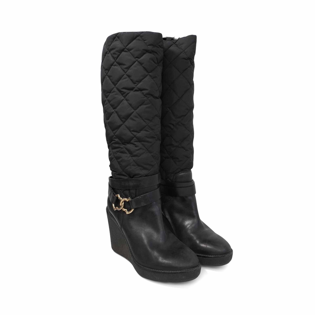 Moncler 'Cernobbio' Quilted Wedge Boots - Women's 38