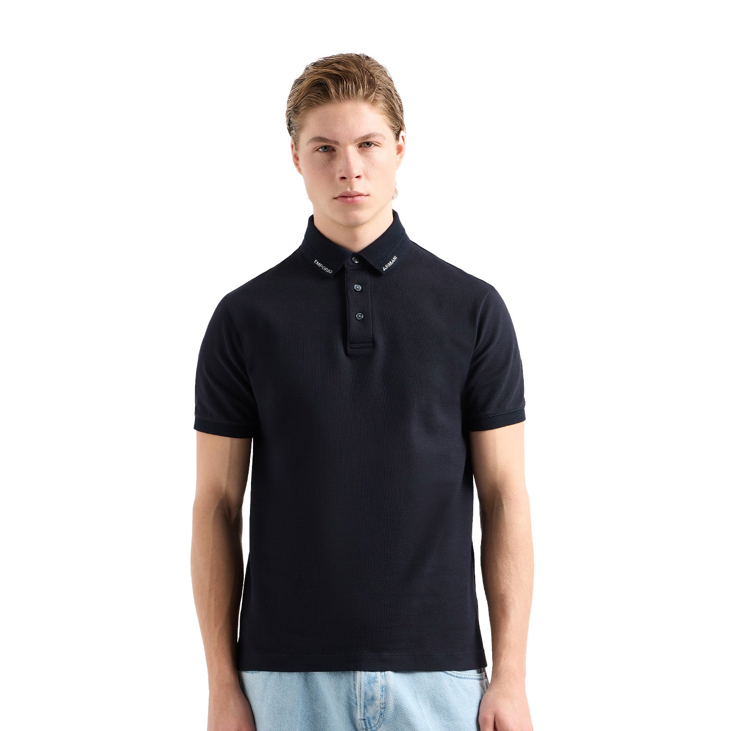 Jersey Polo Shirt With Logo Collar