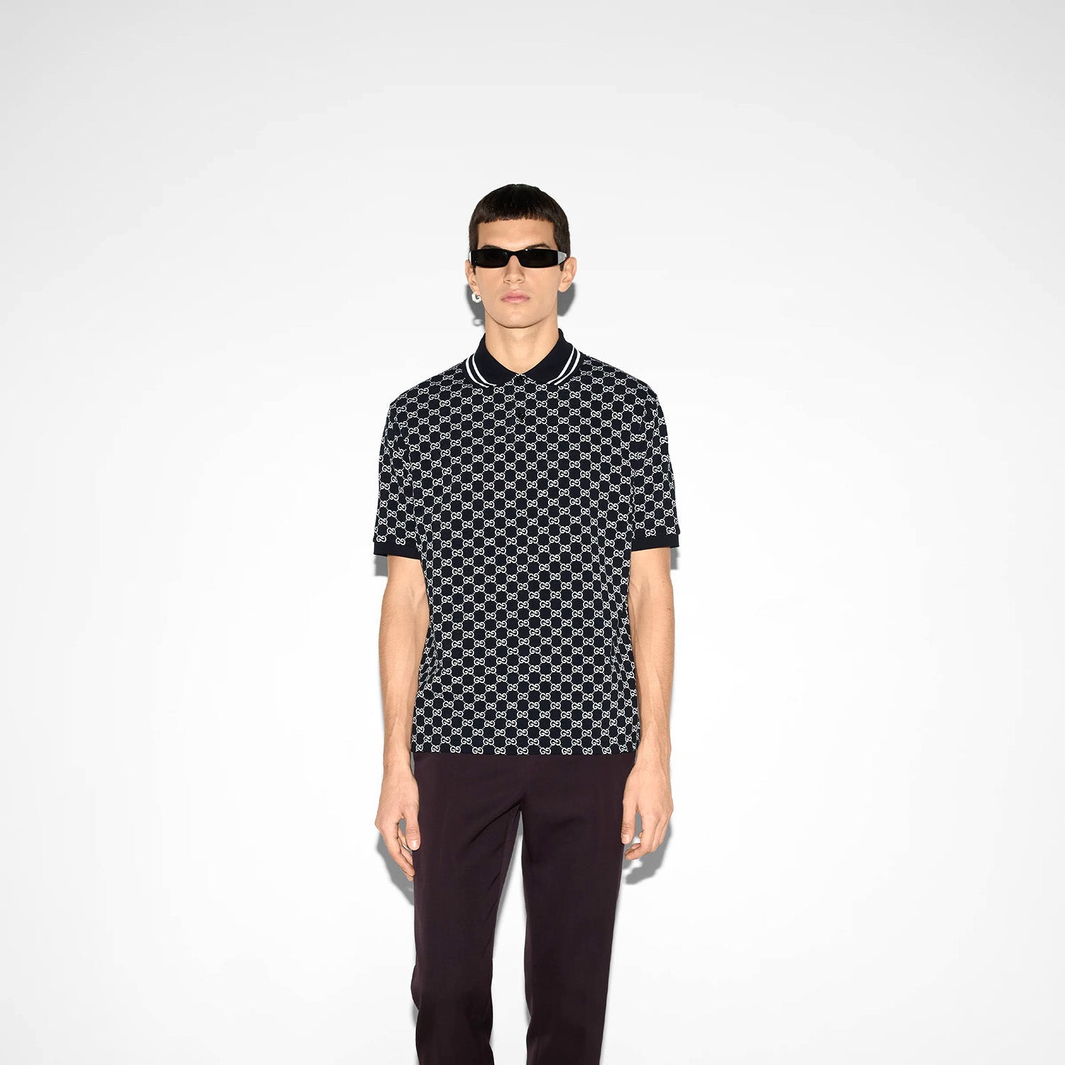 Gg Cotton Piquet Jacquard Polo Shirt