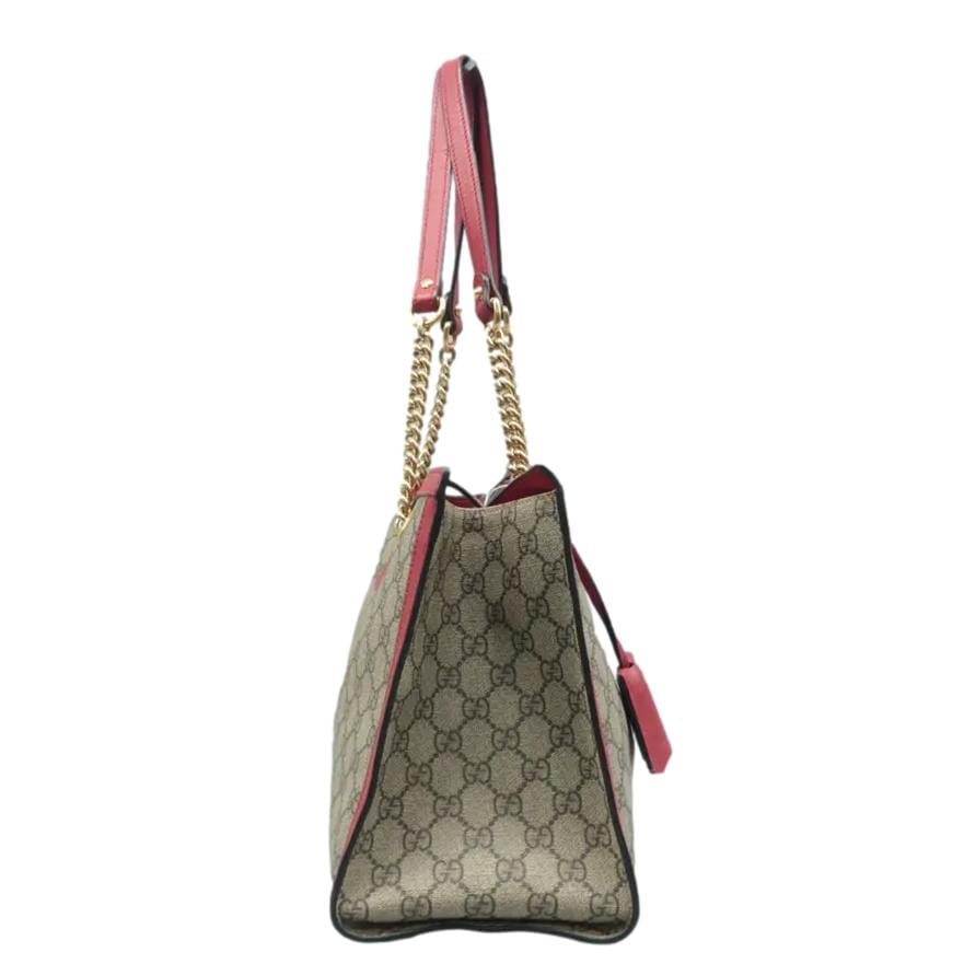 GUCCI Padlock Medium GG Supreme Canvas Tote Bag Red