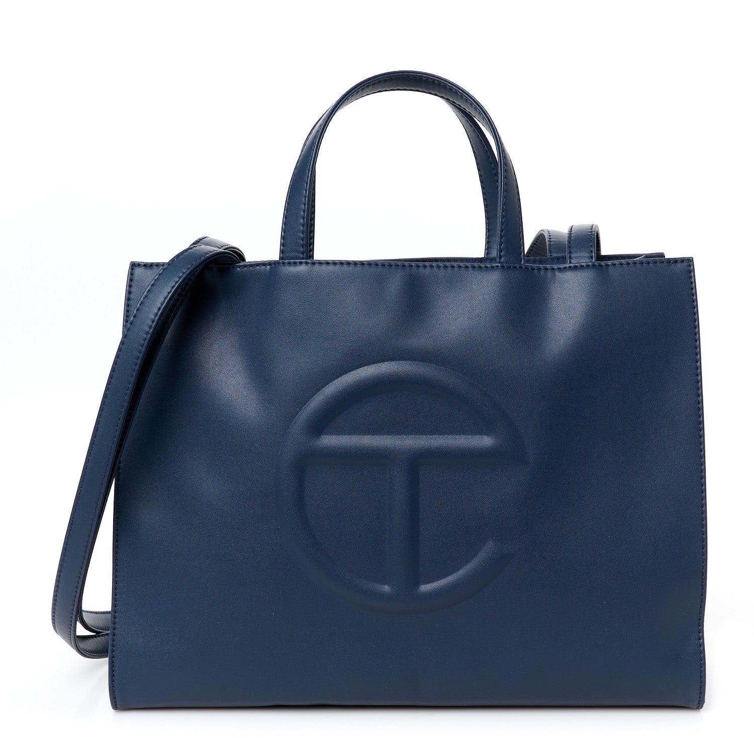 Vegan Leather Medium Shopping Bag  Navy