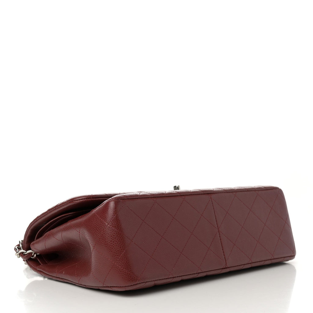 Caviar Quilted Jumbo Double Flap Dark Red