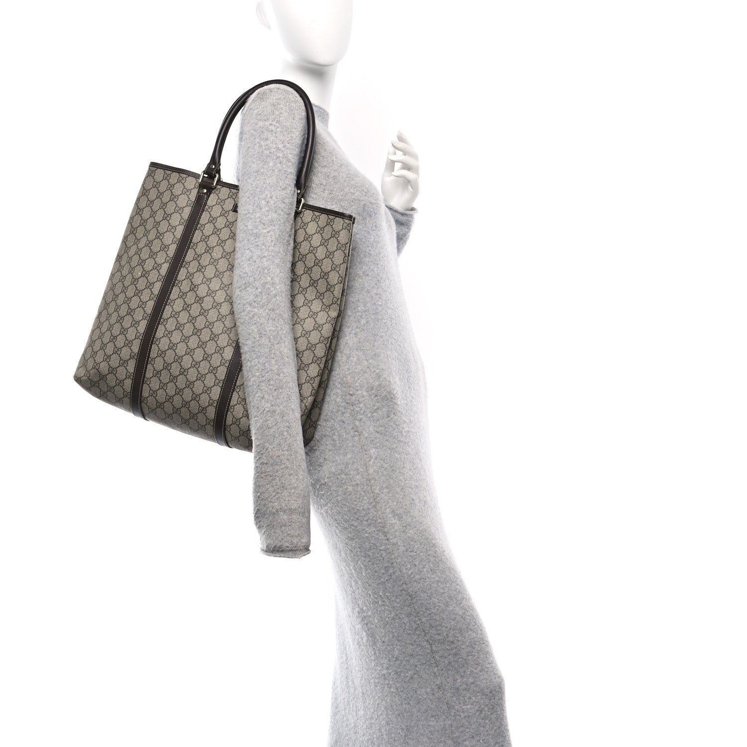 GG Plus Monogram Joy Vertical Tote Dark Brown