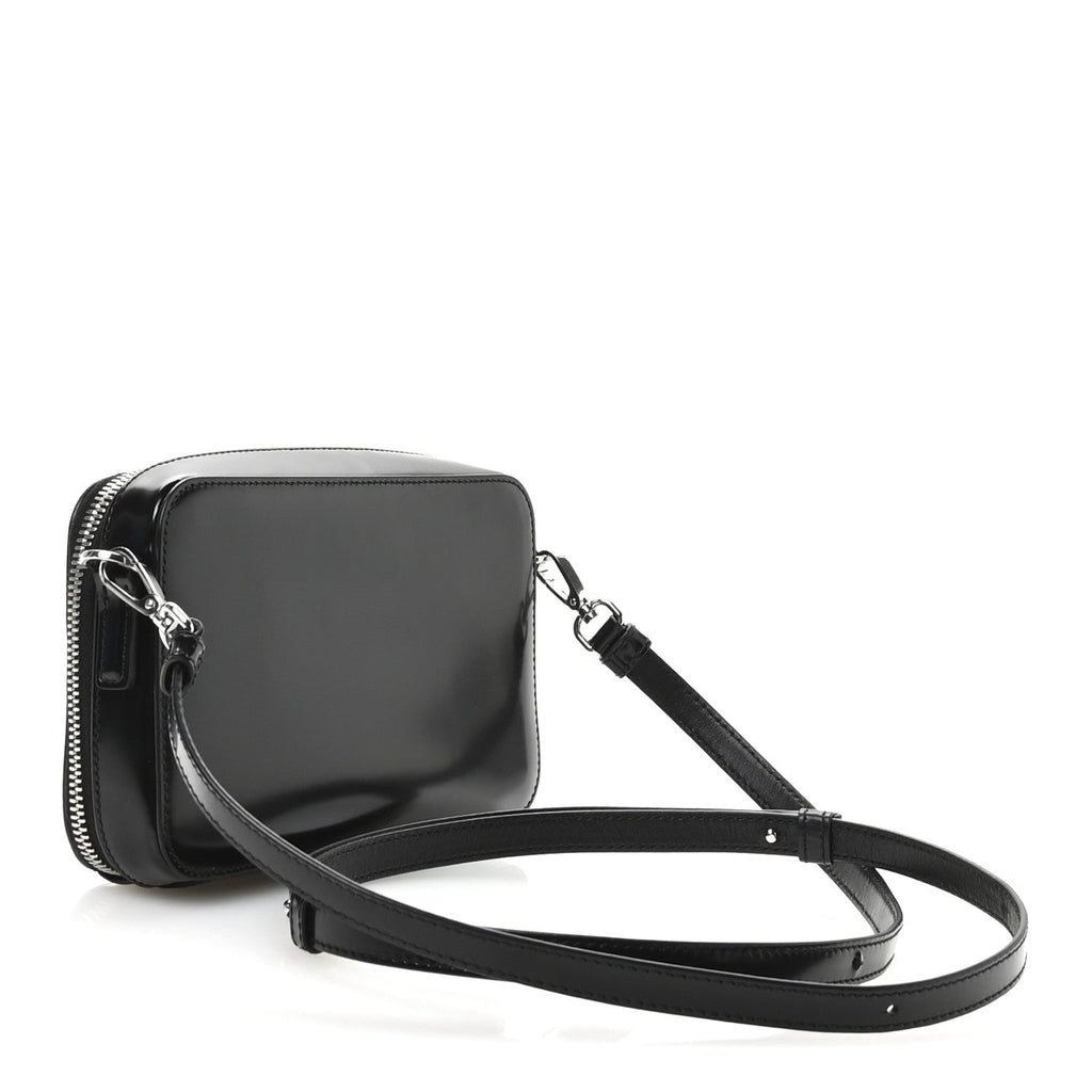 Spazzolato Metal Triangle Logo Mini Pouch Shoulder Bag Black