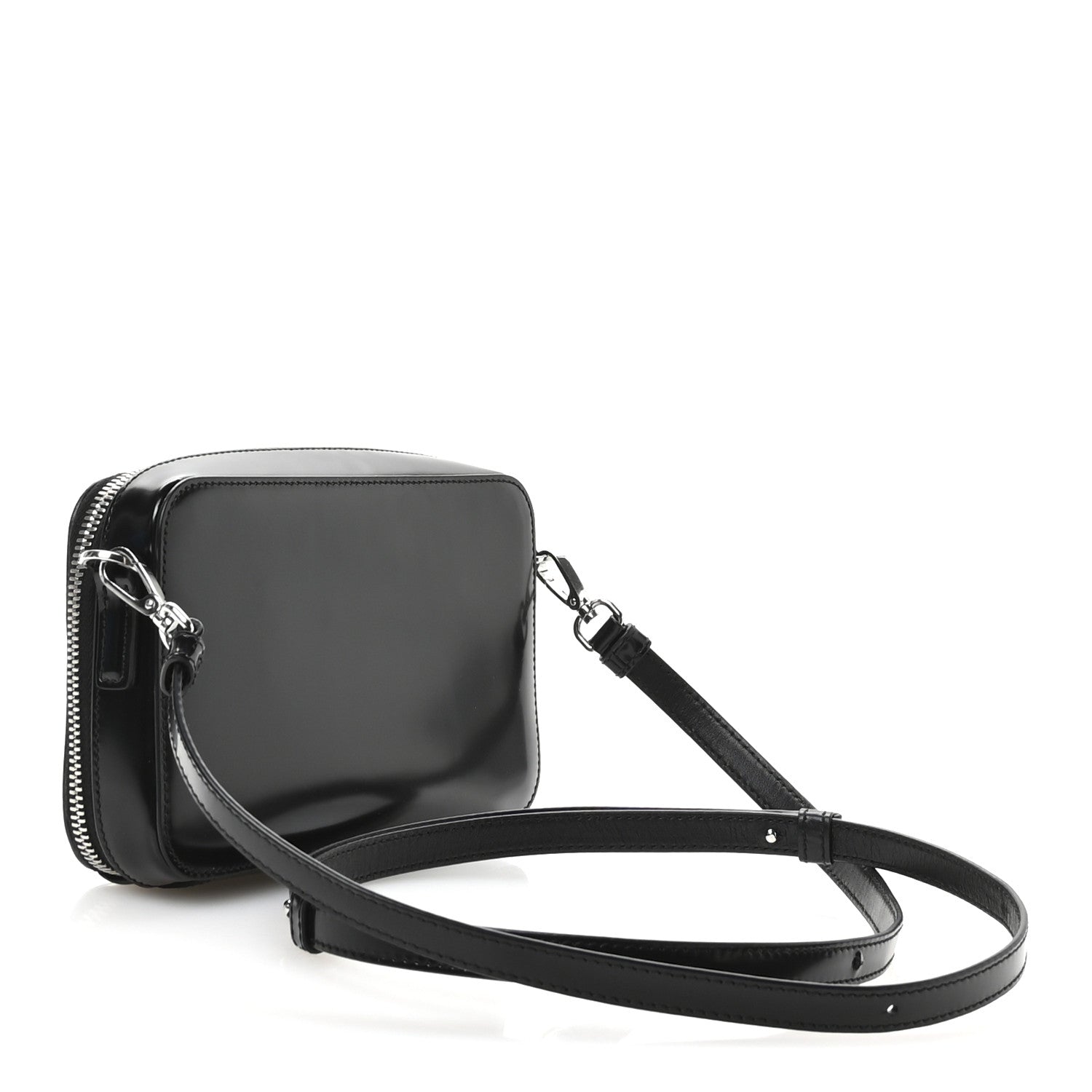 Spazzolato Metal Triangle Logo Mini Pouch Shoulder Bag Black