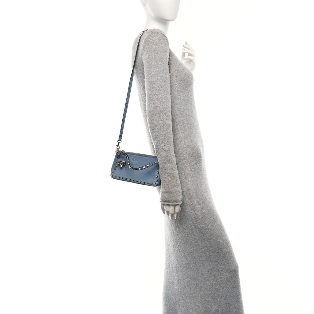 Pebbled Calfskin Small Rockstud Flip Lock Shoulder Bag Niagara
