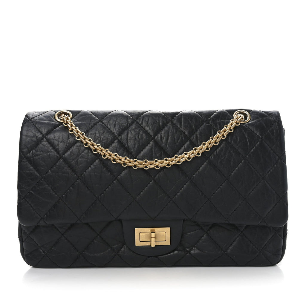 Aged Calfskin Quilted 2.55 Reissue 227 Flap Black